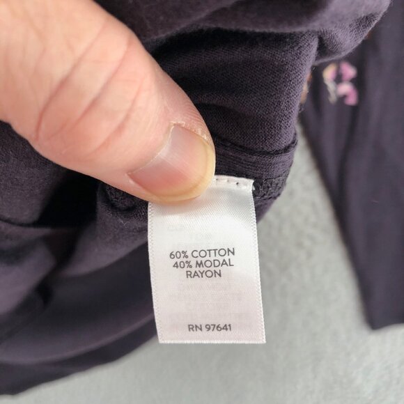 J Jill Top Womens Small Purple Floral Fit Relaxed Shirttail Modal Blend Tee Knit - Picture 6 of 10